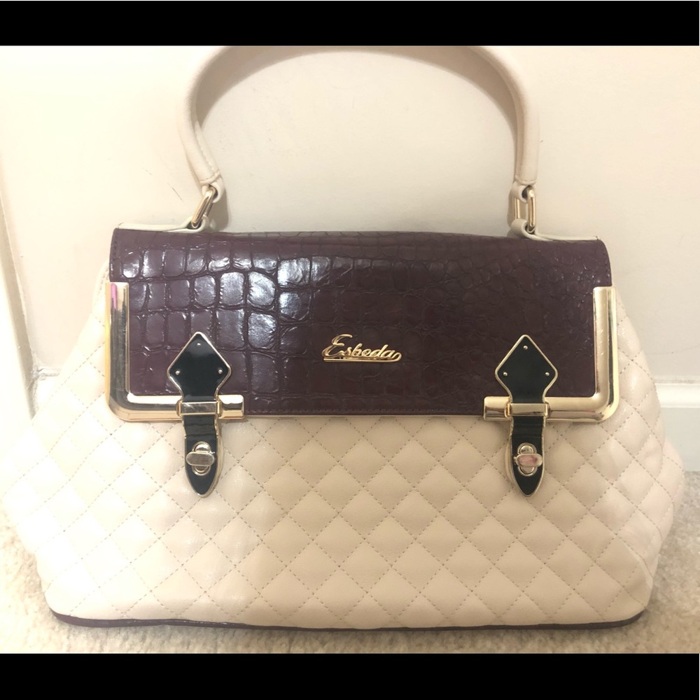 Faux leather & suede purse brown and cream